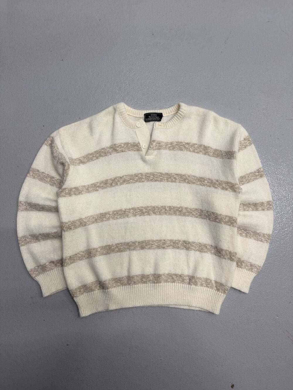 Vintage 90s Sears Two Tone Henley Knit Sweater